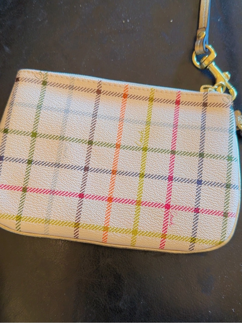 Coach Multicolor Plaid Canvas Wristlet Pouch - Picture 3 of 3